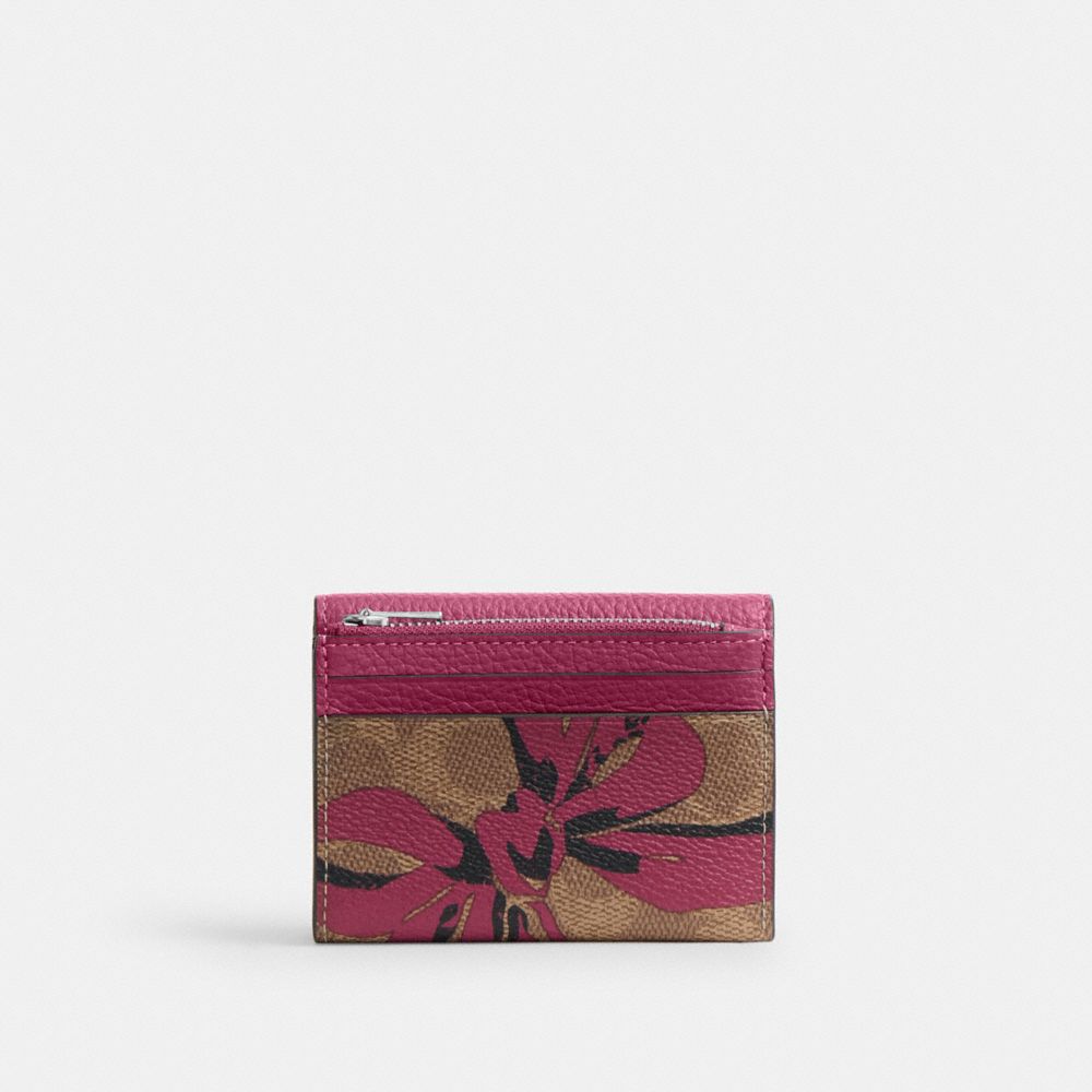 COACH®,Card Holder Wallet In Signature Canvas With Bow Print,,Back View