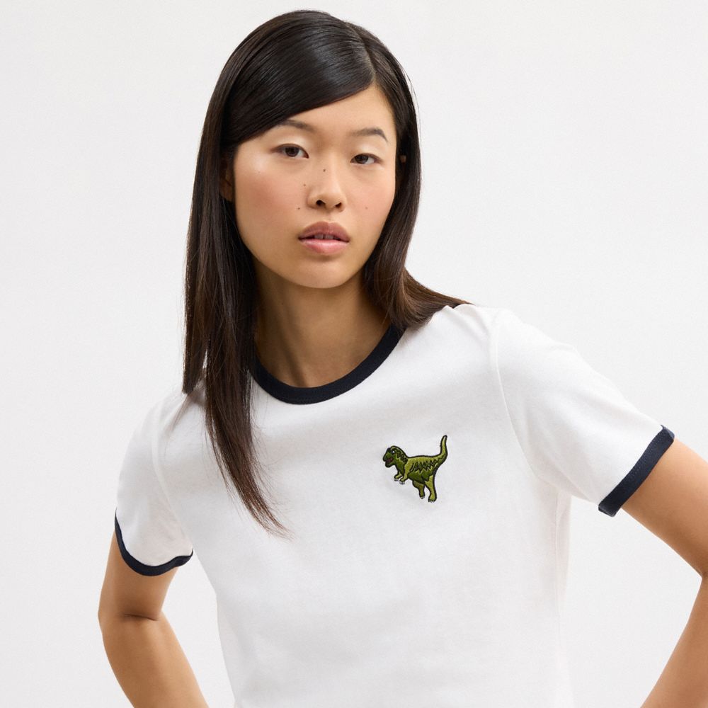 Женские футболки Coach Rexy Ringer T-Shirt — фото 4