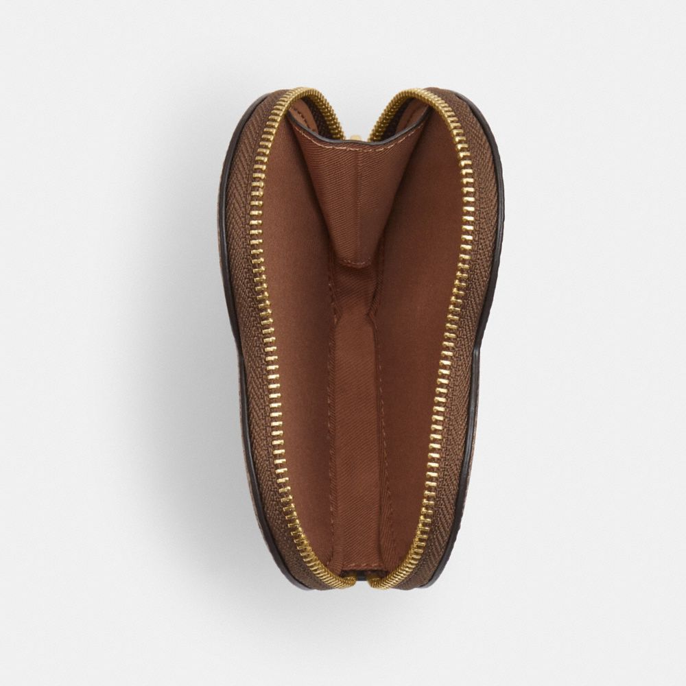 COACH®,Heart Coin Case In Signature Canvas With Cherry Print,Brown,Inside View,Top View