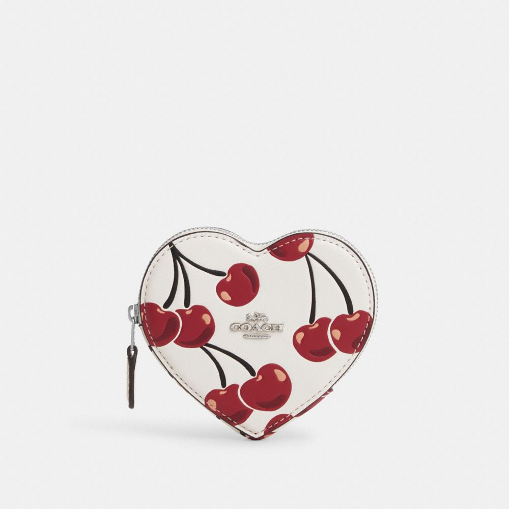 COACH®,Heart Coin Case With Cherry Print,,Front View image number 0