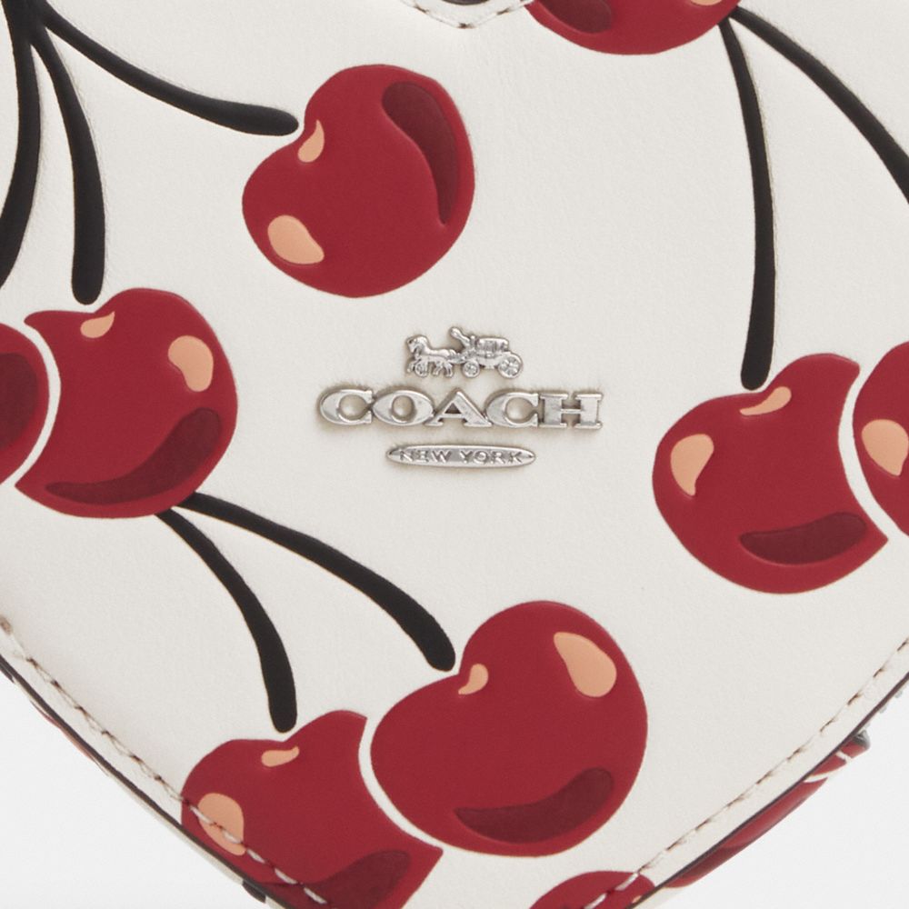 COACH®,Heart Coin Case With Cherry Print,Leather,Coin,Logo,Metal,Casual,Multi Color