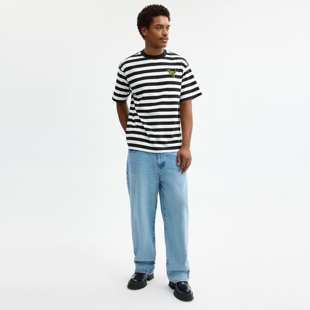 COACH®,ストライプ レキシー リラックスド Tシャツ,トップス＆Tシャツ,ﾈｲﾋﾞｰﾏﾙﾁ