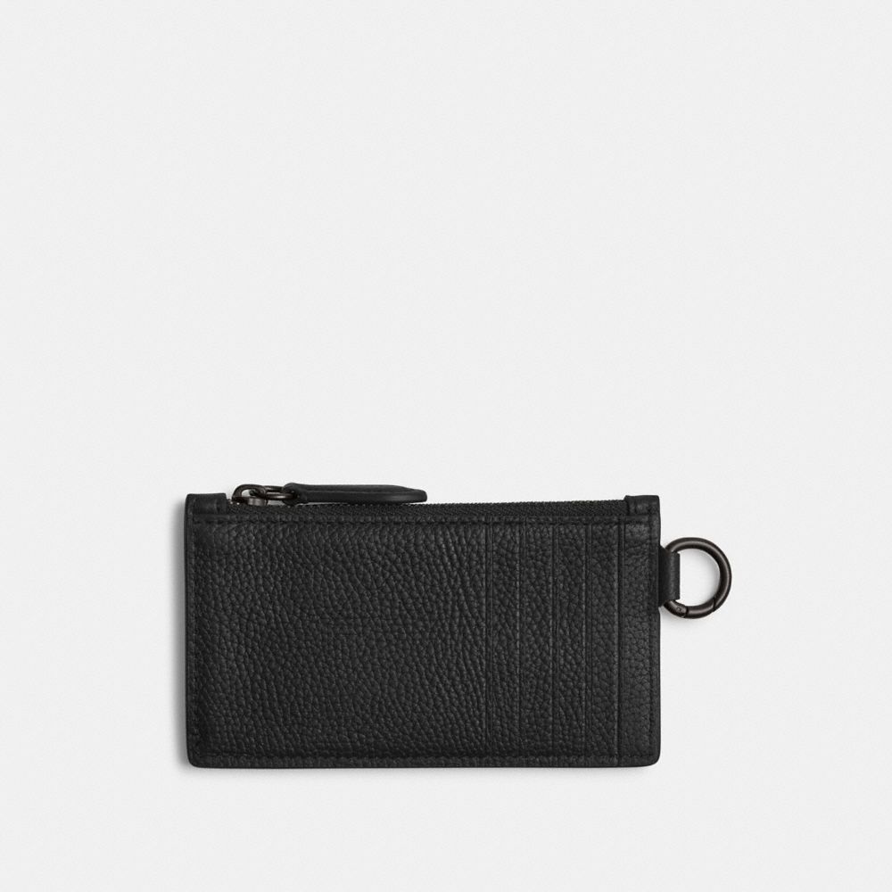 Coach Zip Card Case With  Graphic In Black