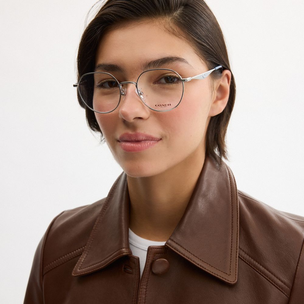 Coach Pillow Tabby Metal Round Eyeglasses In Silver