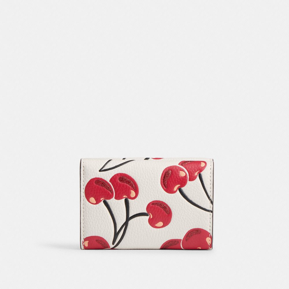 COACH®,エッセンシャル ミニ トライフォールド ウォレット・チェリー プリント,ミニ財布(二つ/三つ折り),