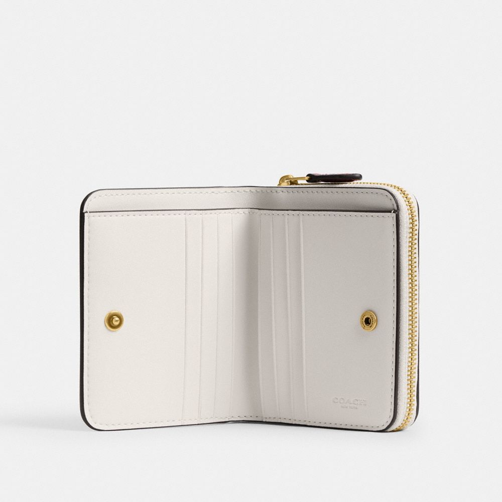 COACH®,Essential Billfold Wallet With Cherry Print,Leather,Bi Fold,Logo,Metal,Glitter,Casual,Cream,Inside View,Top View