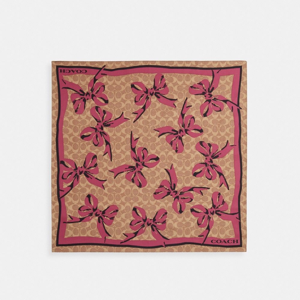 COACH®,Signature Bow Print Silk Bandana,,Front View