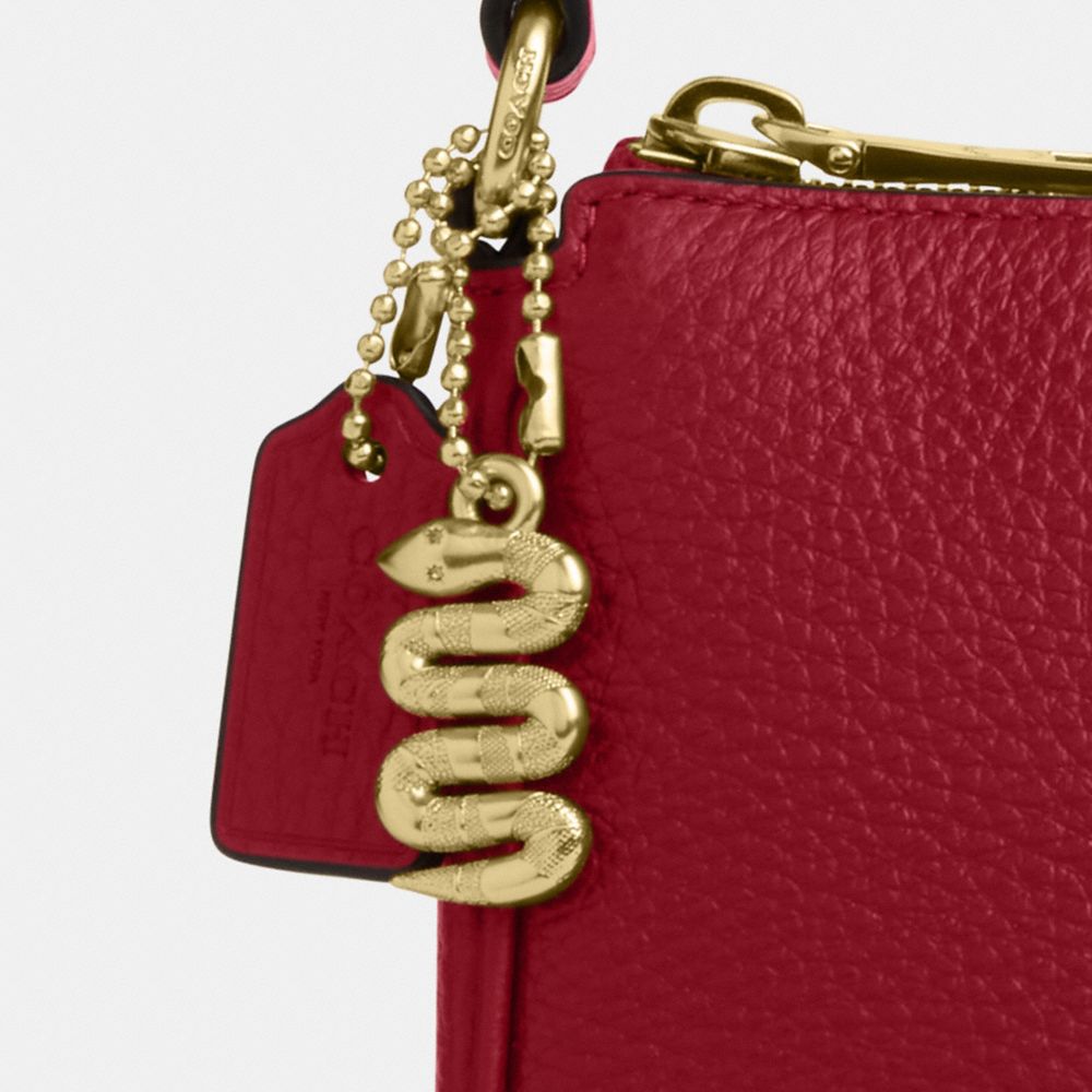 COACH®,New Year Nolita 19 With Snake Charm,Leather,Shoulder Bag,3D Embellishment,Logo,Metal,Casual,Maroon