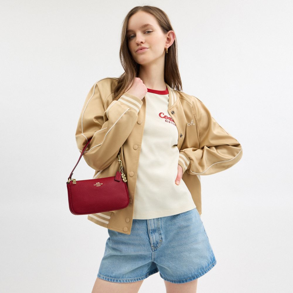 COACH®,New Year Nolita 19 With Snake Charm,Leather,Shoulder Bag,3D Embellishment,Logo,Metal,Casual,Maroon,Detail View