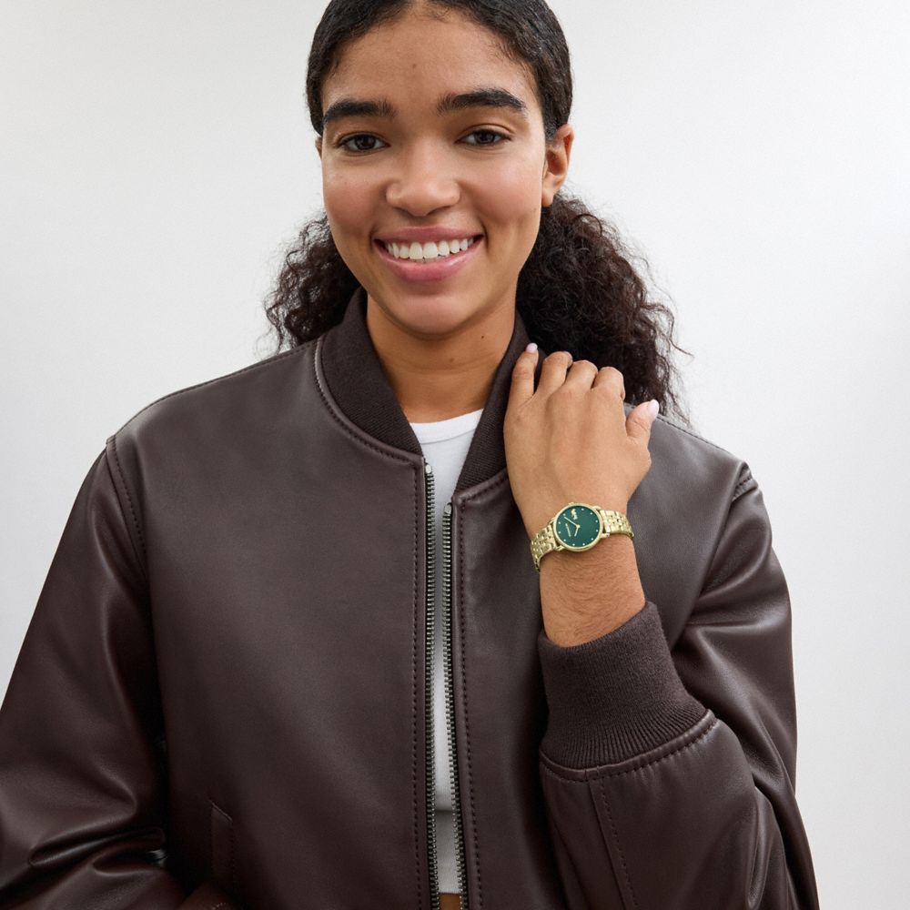 COACH®,MONTRE ELLIOT, 28 MM,Or,Detail View