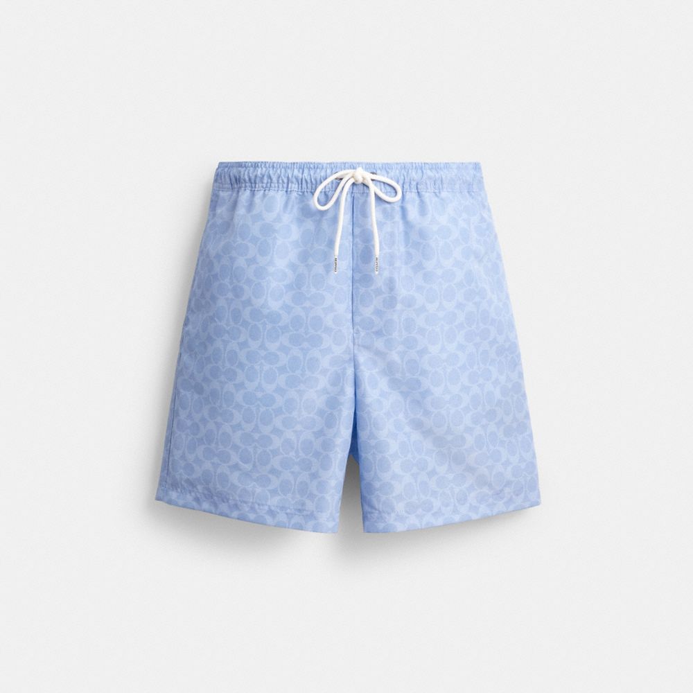 COACH®,Signature Swim Trunks In Recycled Polyester,Recycled Polyester,Trunks,Drawstring,Built In Shorts,Chlorine Resistant...,,Front View