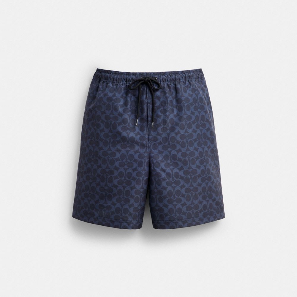COACH®,Signature Swim Trunks In Recycled Polyester,Recycled Polyester,Trunks,Drawstring,Built In Shorts,Chlorine Resistant...,,Front View