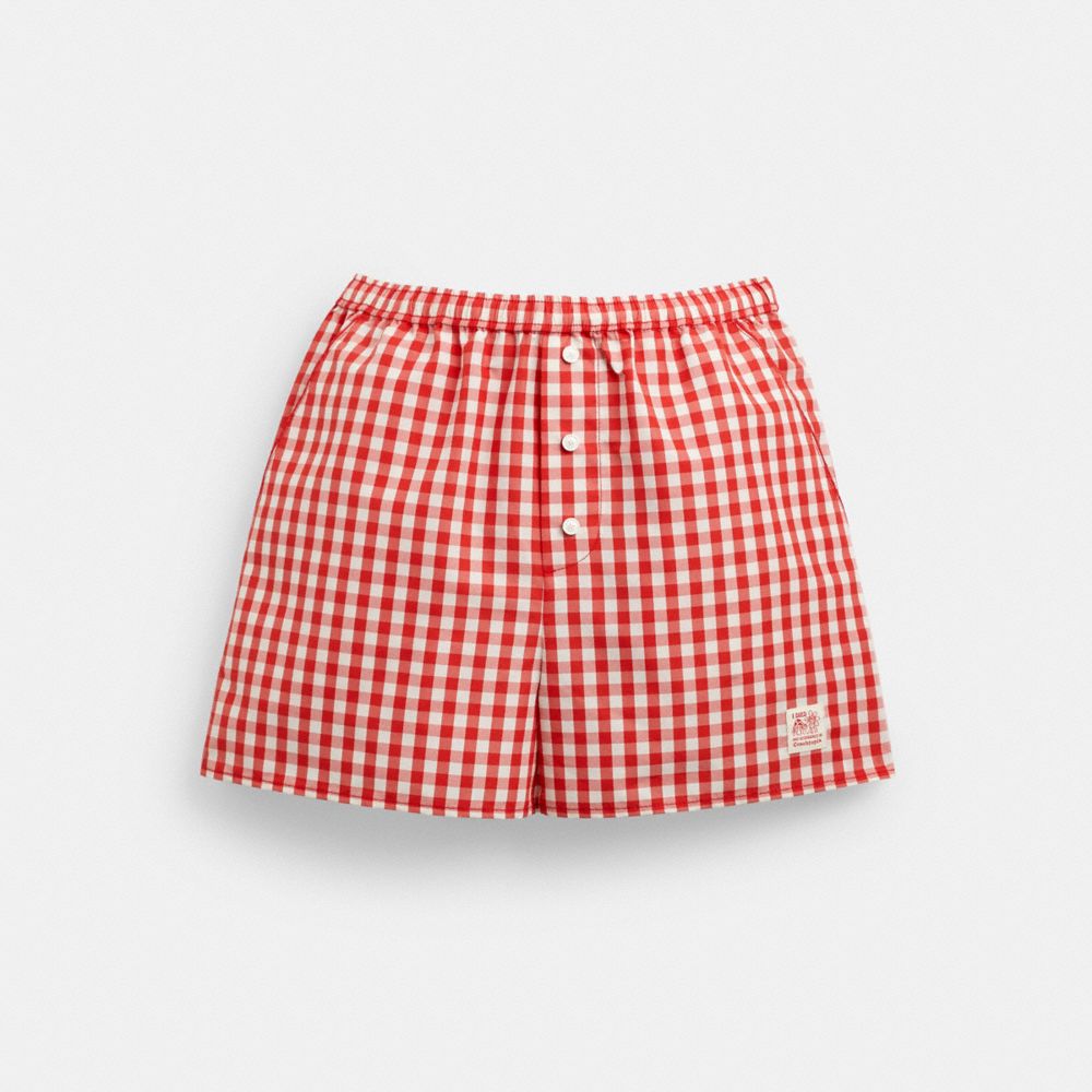 COACH®,Coachtopia Loop Gingham Boxer Shorts,,Front View