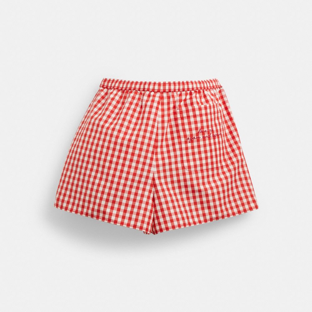 COACH®,Coachtopia Loop Gingham Boxer Shorts,,Back View