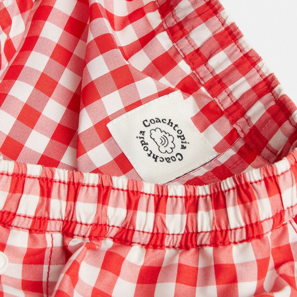 COACH®,Coachtopia Loop Gingham Boxer Shorts,Recycled Plastic,Straight,Tag Embellishment,Logo,Casual,Multi Color