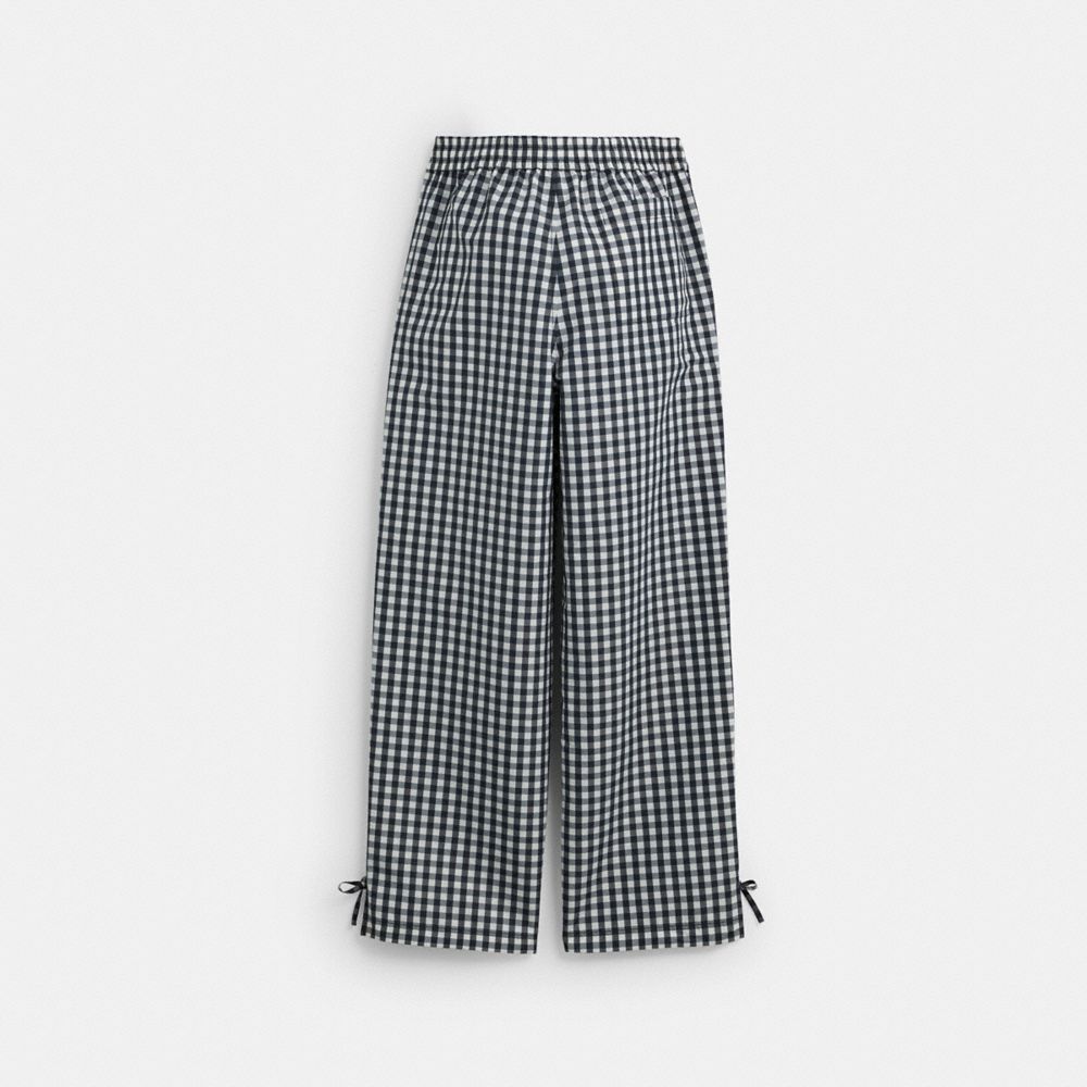 Coach Topia Loop Gingham Pants In Black/cloud