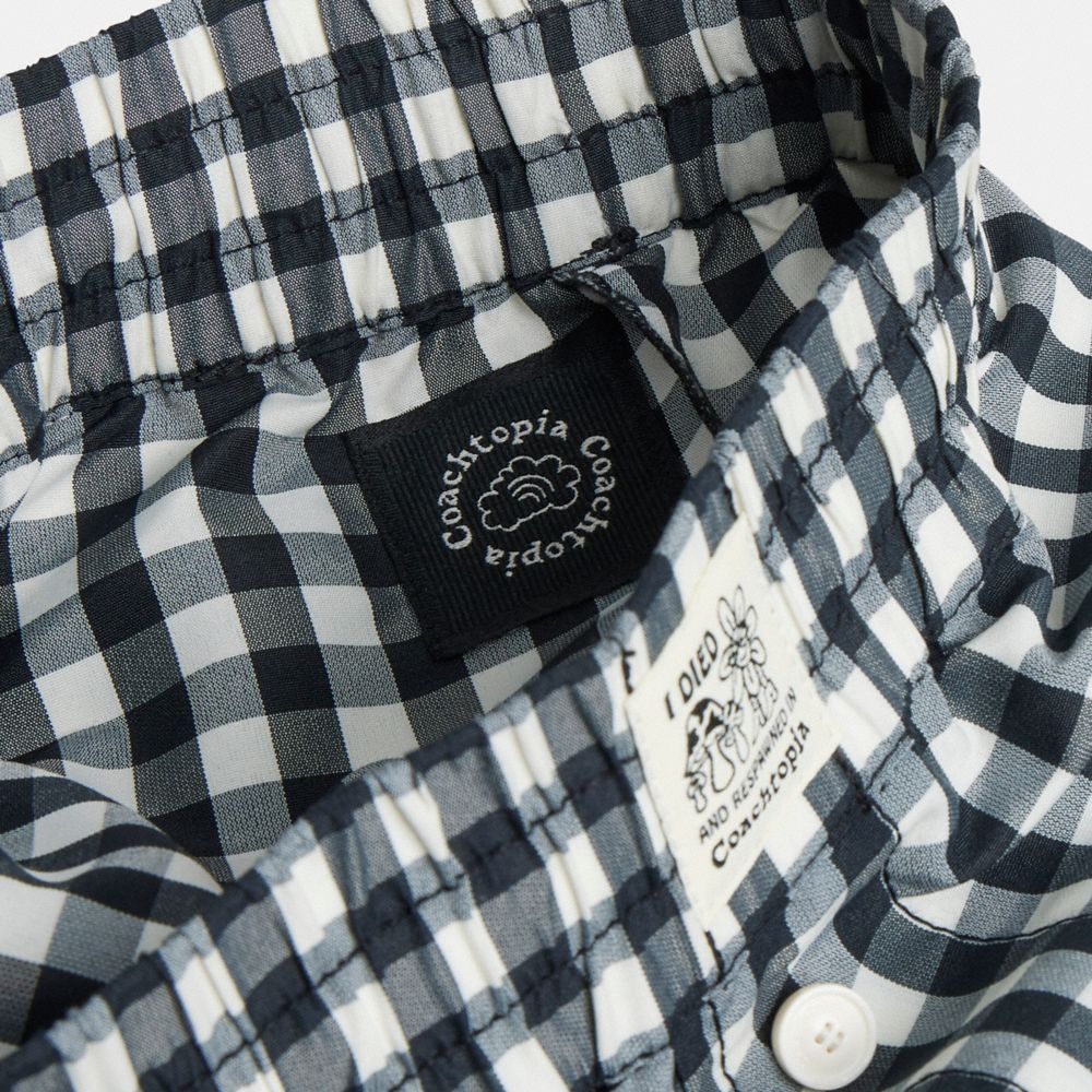 Coach Topia Loop Gingham Pants In Black/cloud