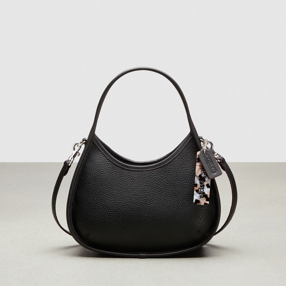 COACH®,Ergo Bag with Crossbody Strap in Pebbled Coachtopia Leather,Small,Black,Front View