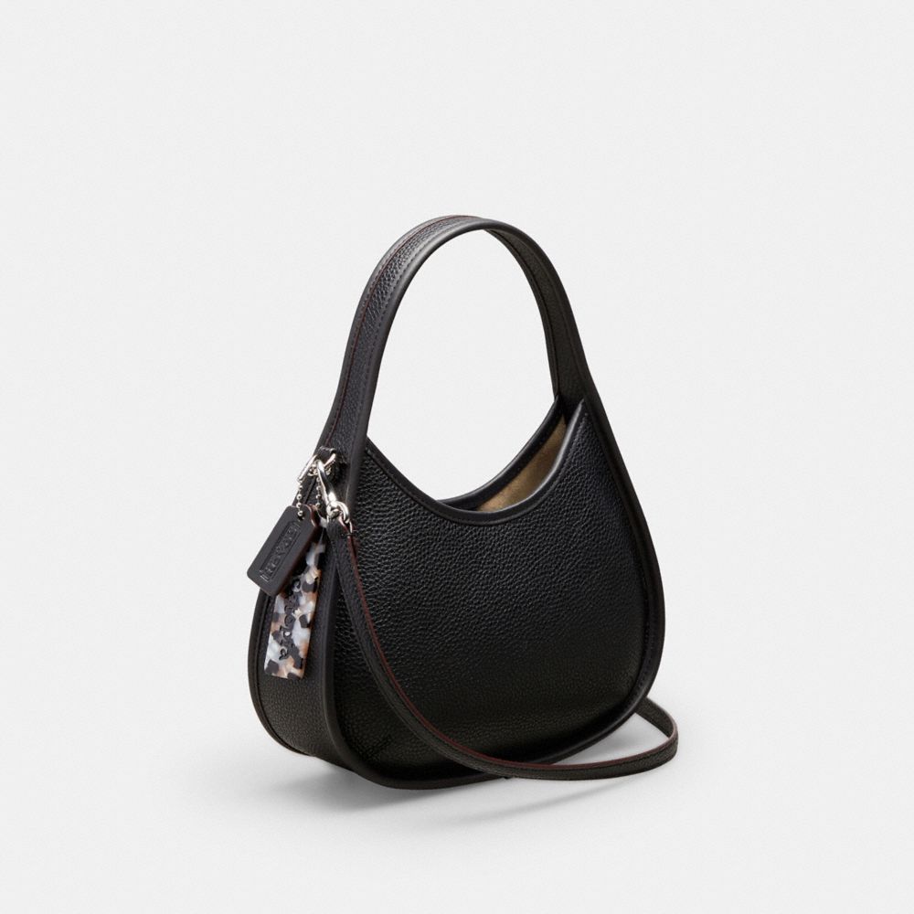 COACH®,Ergo Bag With Crossbody Strap In Pebbled Coachtopia Leather,Leather,Shoulder Bag,Logo,Casual,Black,Angle View