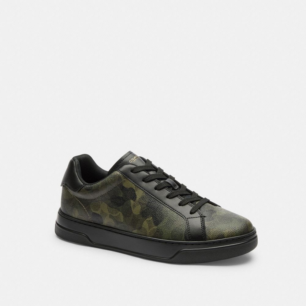 COACH®,High Line Sneaker In Signature Camo Print,,Front View