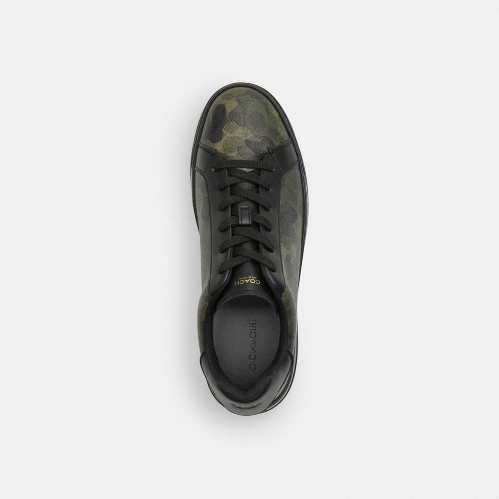 Coach High Line Sneaker In Signature Camo Print In Green/black
