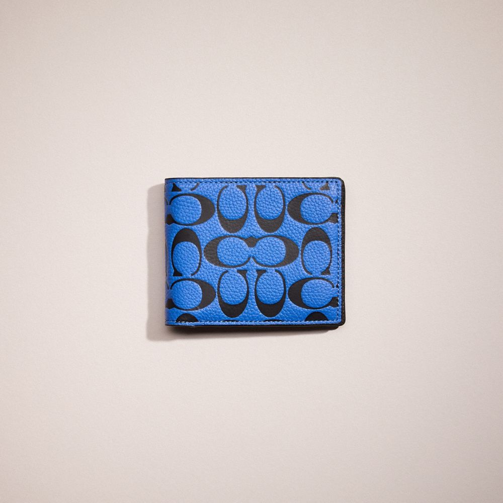 COACH®,RESTORED 3-IN-1 WALLET IN SIGNATURE LEATHER,Blue Fin/Black,Front View