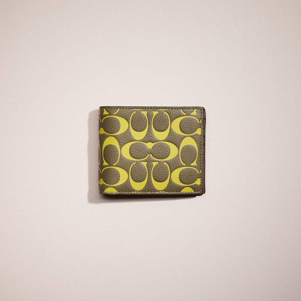 COACH®,RESTORED 3-IN-1 WALLET IN SIGNATURE LEATHER,Army Green/Key Lime,Front View