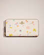 COACH®,RESTORED ACCORDION ZIP WALLET WITH WATERCOLOR FLORAL PRINT,Brass/Chalk Multi,Front View