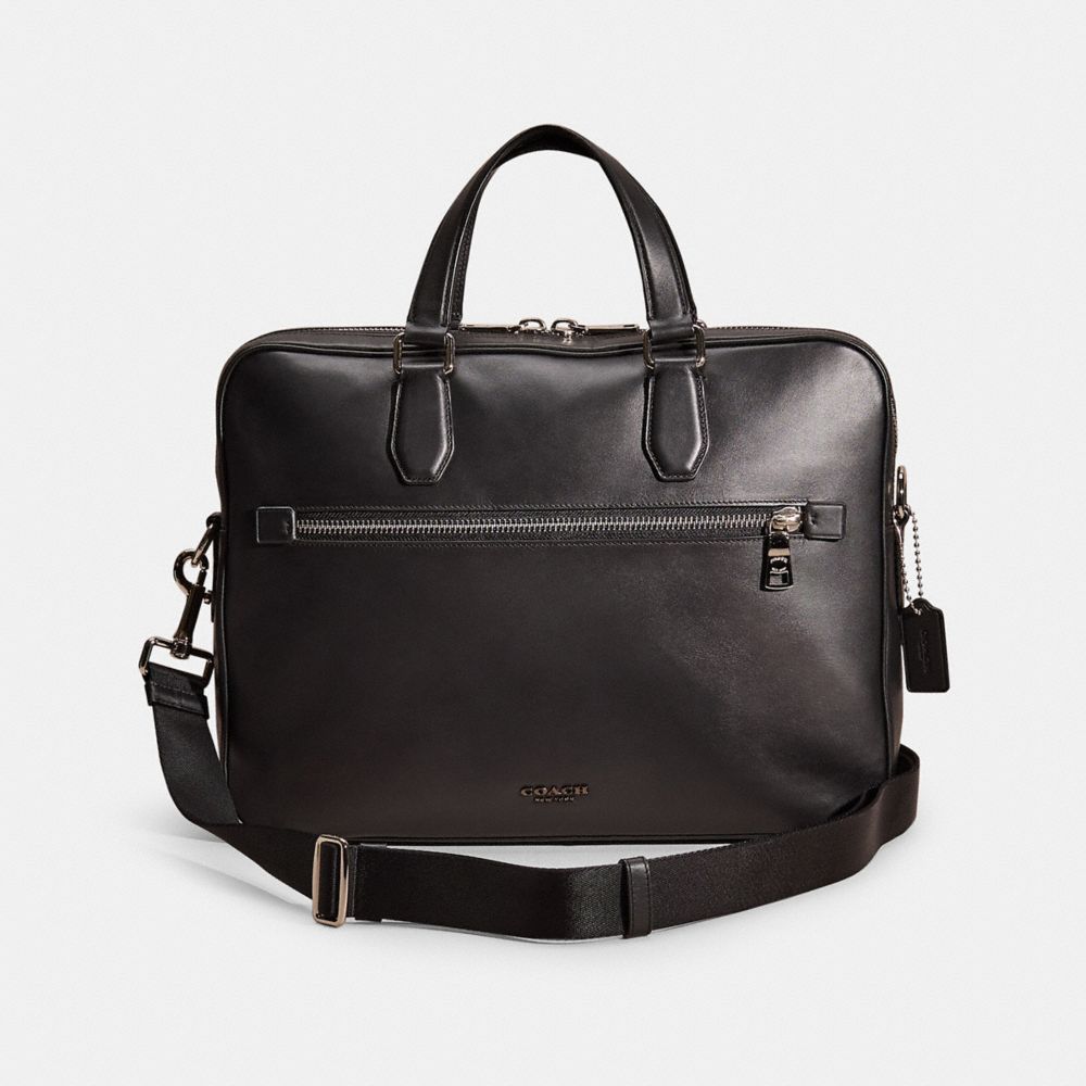 COACH®,RESTORED KENNEDY BRIEF 40,Silver/Black,Front View