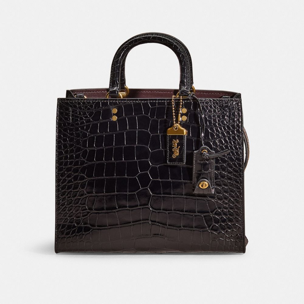 COACH®,RESTORED ROGUE IN ALLIGATOR,Brass/Black,Front View