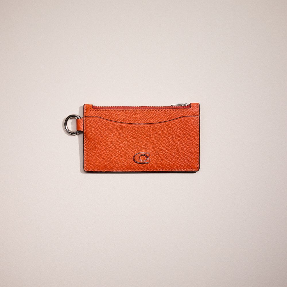 COACH®,RESTORED ZIP CARD CASE,Sun Orange,Front View