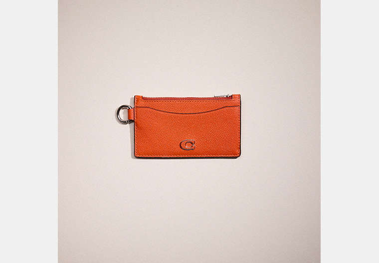 COACH®,RESTORED ZIP CARD CASE,Sun Orange,Front View