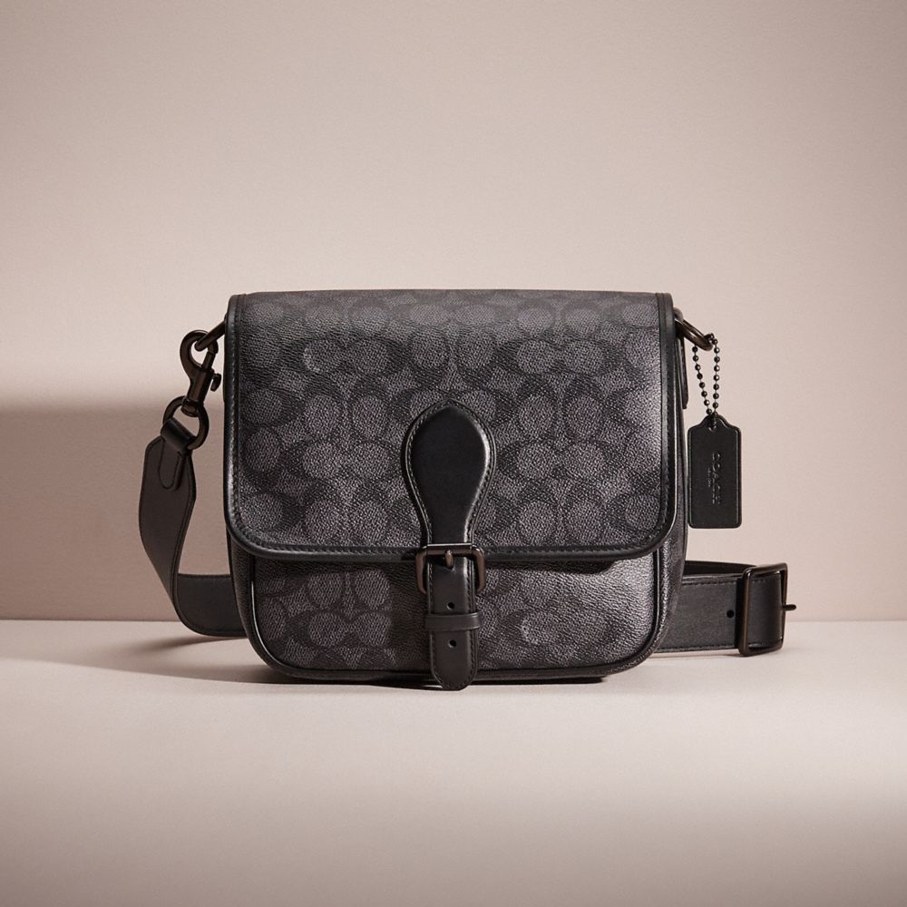 COACH®,RESTORED FRANKIE CROSSBODY IN SIGNATURE CANVAS,Charcoal,Front View