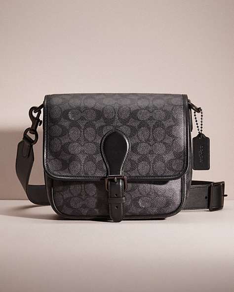 COACH®,RESTORED FRANKIE CROSSBODY IN SIGNATURE CANVAS,Charcoal,Front View