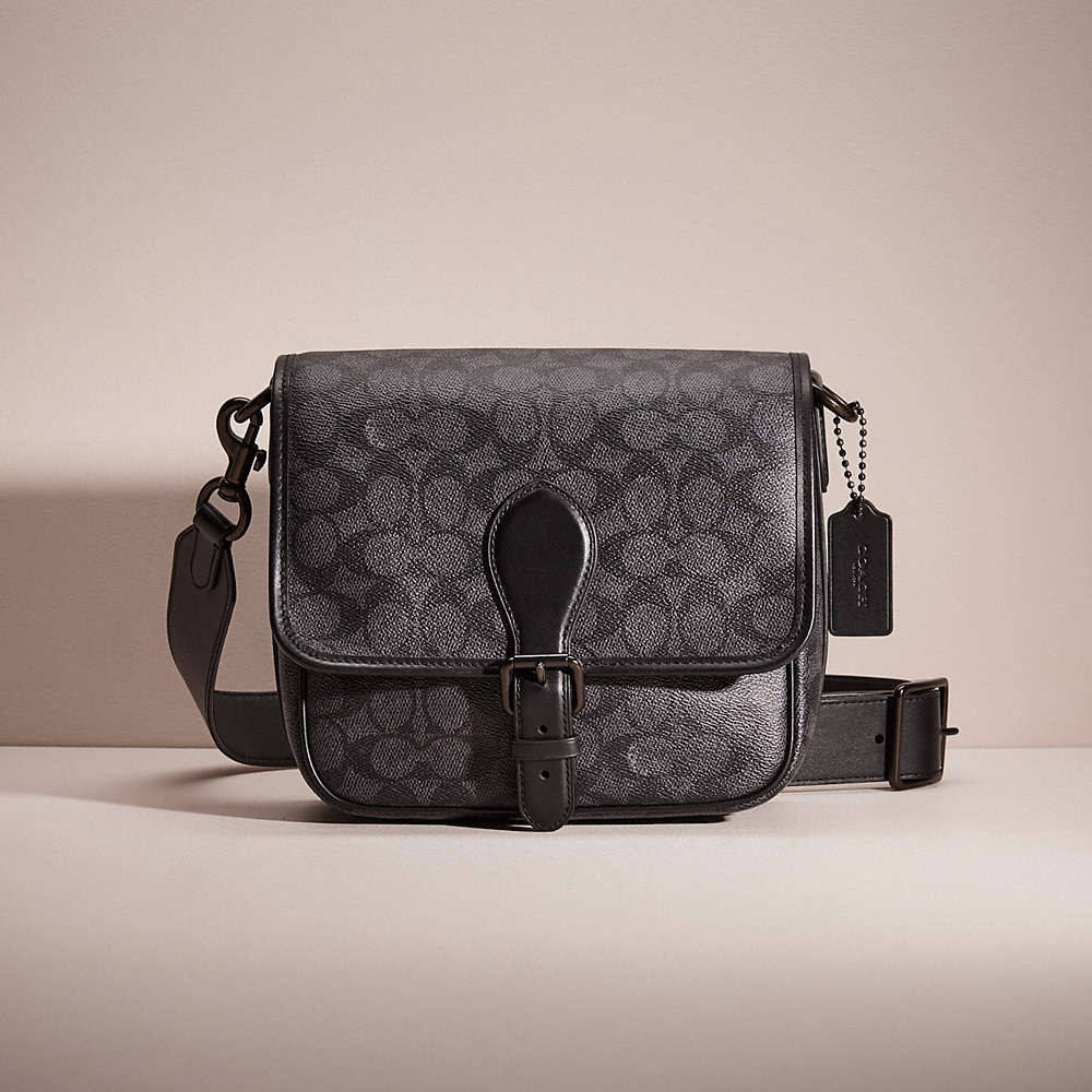 Shop Coach Restored Frankie Crossbody In Signature Canvas In Charcoal