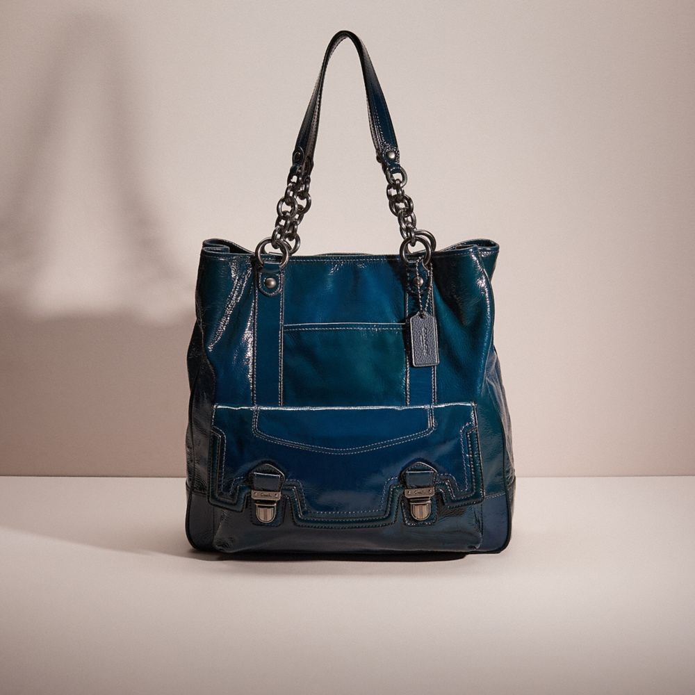 COACH®,RESTORED POPPY NORTH SOUTH TOTE,Gunmetal/Ink,Front View