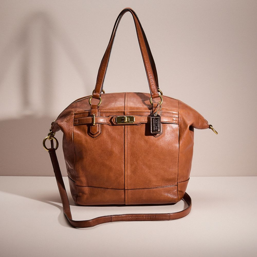 COACH®,RESTORED CHELSEA NORTH SOUTH SATCHEL,Brass/Walnut,Front View
