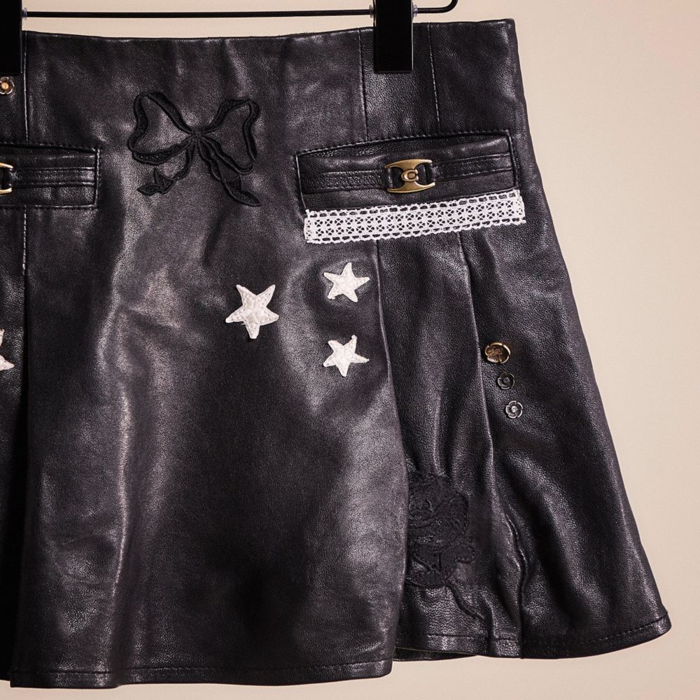 COACH®,UPCRAFTED HERITAGE C LEATHER MINI SKIRT,Sweet Nostalgia,Black,Scale View