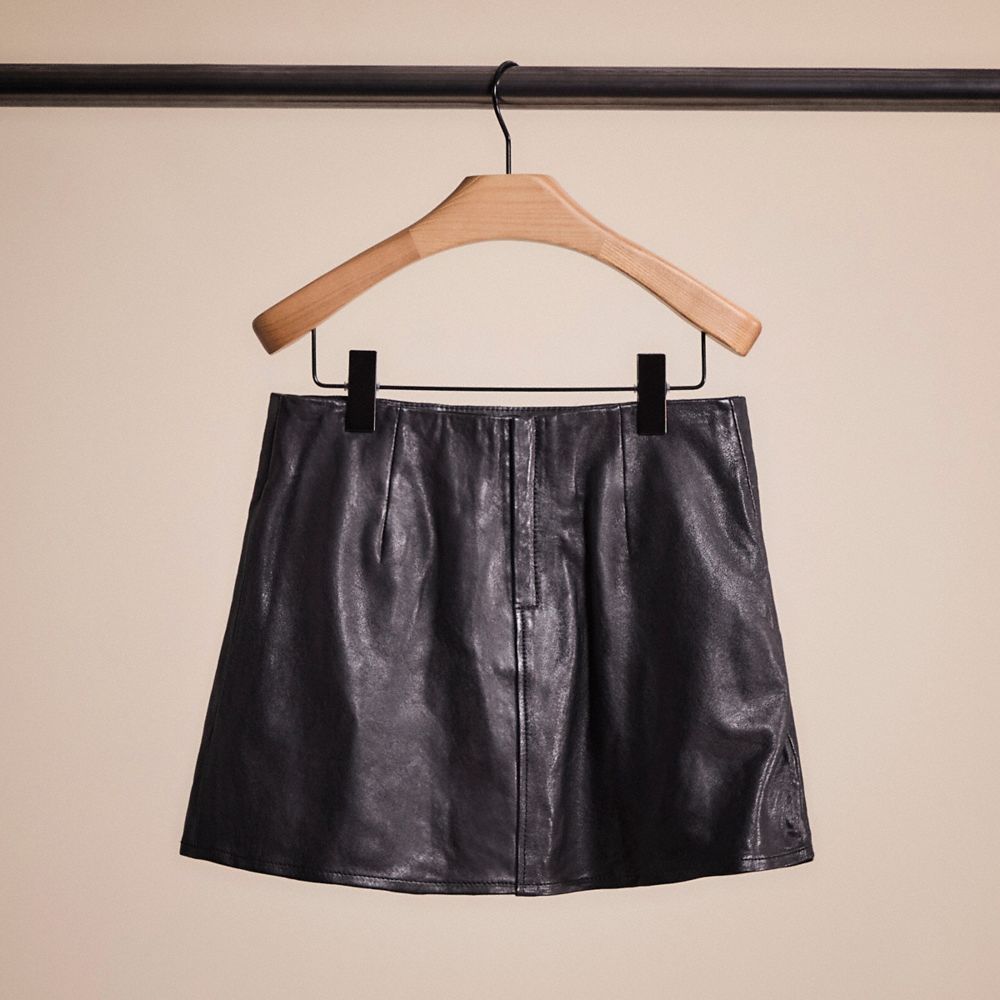 Shop Coach Upcrafted Heritage C Leather Mini Skirt In Black