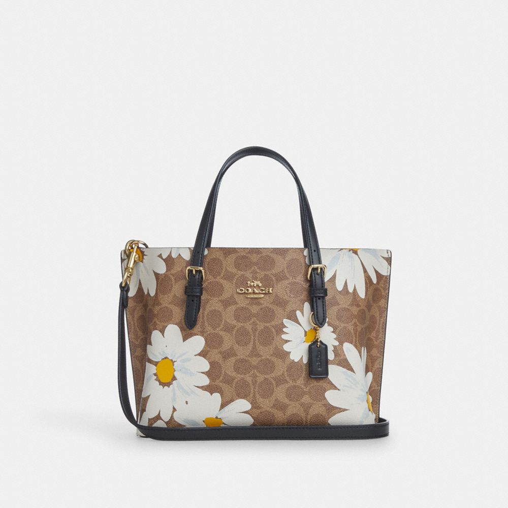 COACH®,Mollie Tote Bag 25 In Signature Canvas With Floral Print,Brown,Front View