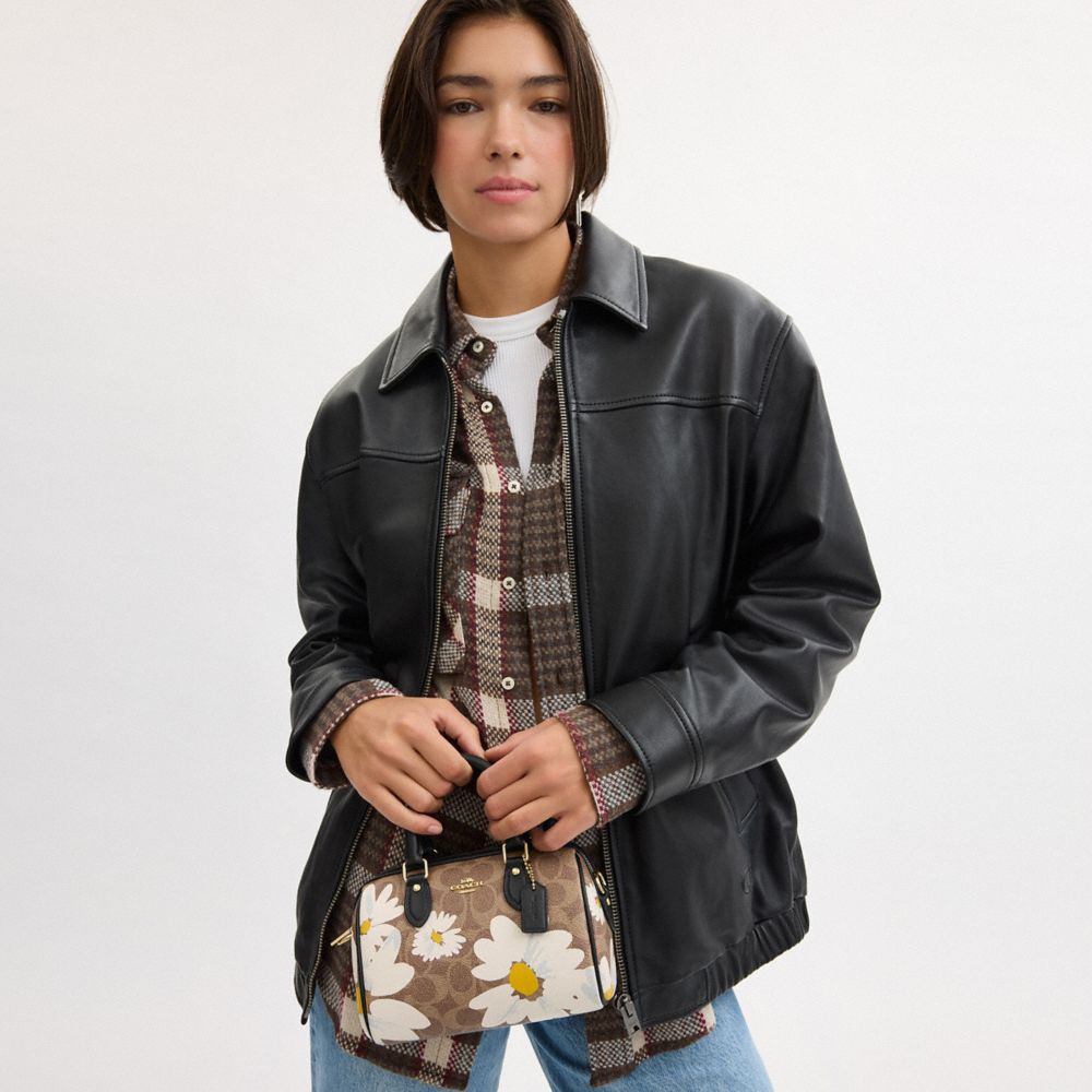 COACH®,Mini Rowan Crossbody Bag In Signature Canvas With Floral Print,Brown,Detail View