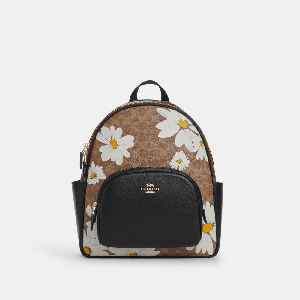 COACH®,Court Backpack In Signature Canvas With Floral Print,Multi Color,Front View