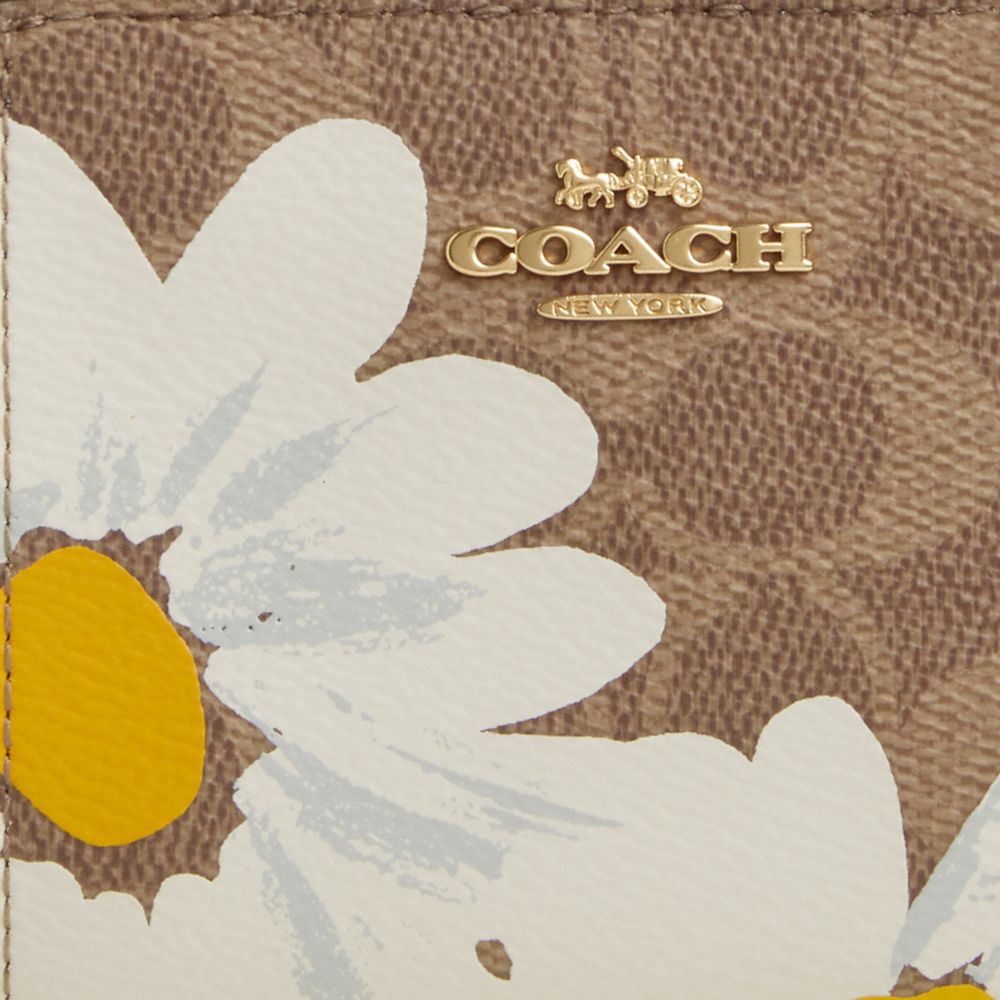 COACH®,Snap Wallet In Signature Canvas With Floral Print,Canvas,Bi Fold,Coin,Casual,Multi Color
