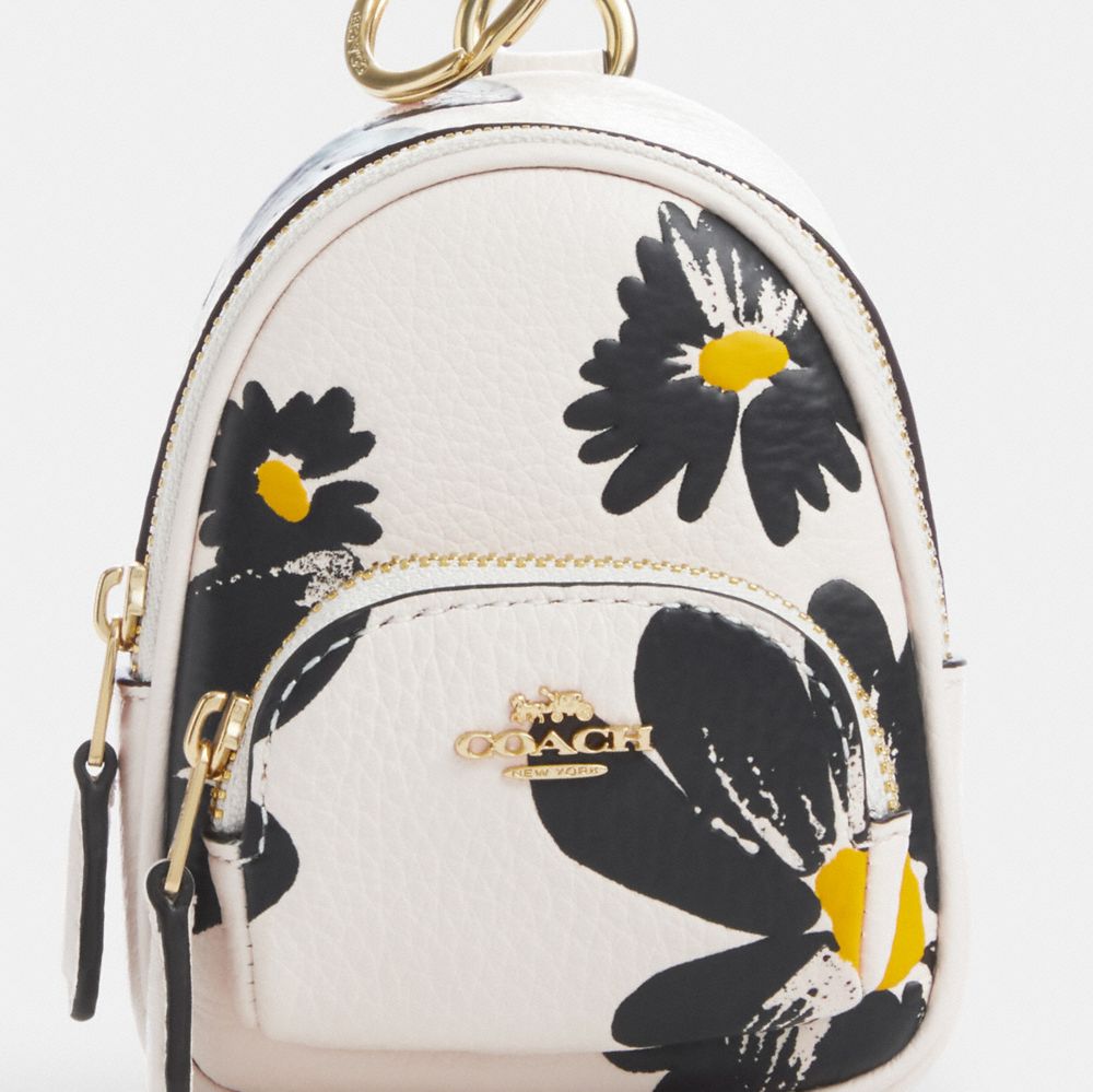 COACH®,Mini Court Backpack Bag Charm With Floral Print,Cream