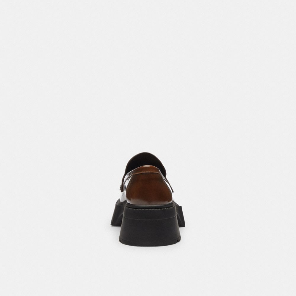 COACH®,Leah Platform Loafer,Rubber,Leather,Loafer,Logo,Penny Loafer,Cushioned,Memory Foam Insole,Casual,Work,Brown,Alternate View