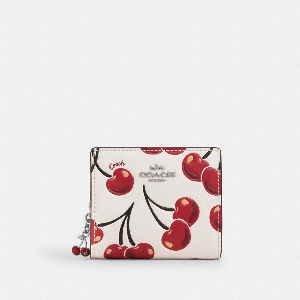 COACH®,Snap Wallet With Cherry Print,,Front View