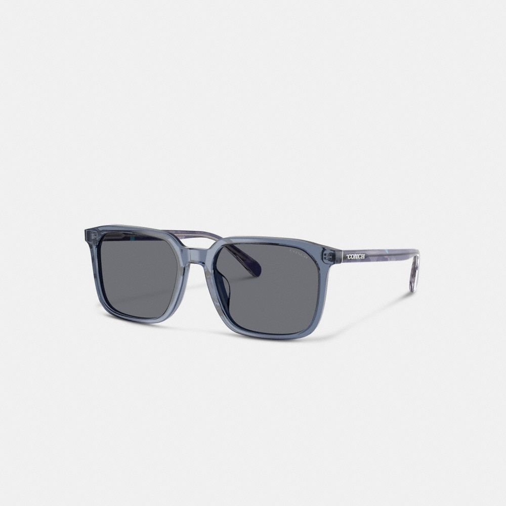 COACH®,Thin Square Sunglasses,Square,Word Embellishment,Logo,Metal,Casual,Gray,Front View