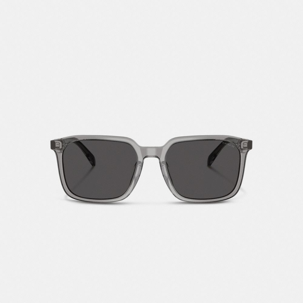 COACH®,Thin Square Sunglasses,Square,Word Embellishment,Logo,Metal,Casual,Gray,Inside View,Top View