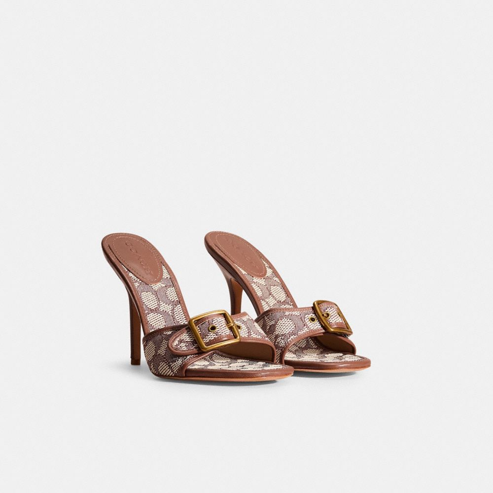 COACH®,Restored Buckle Mule,Leather,Lining Leather,Slides,Piping,Day Party,Multi Color,Angle View