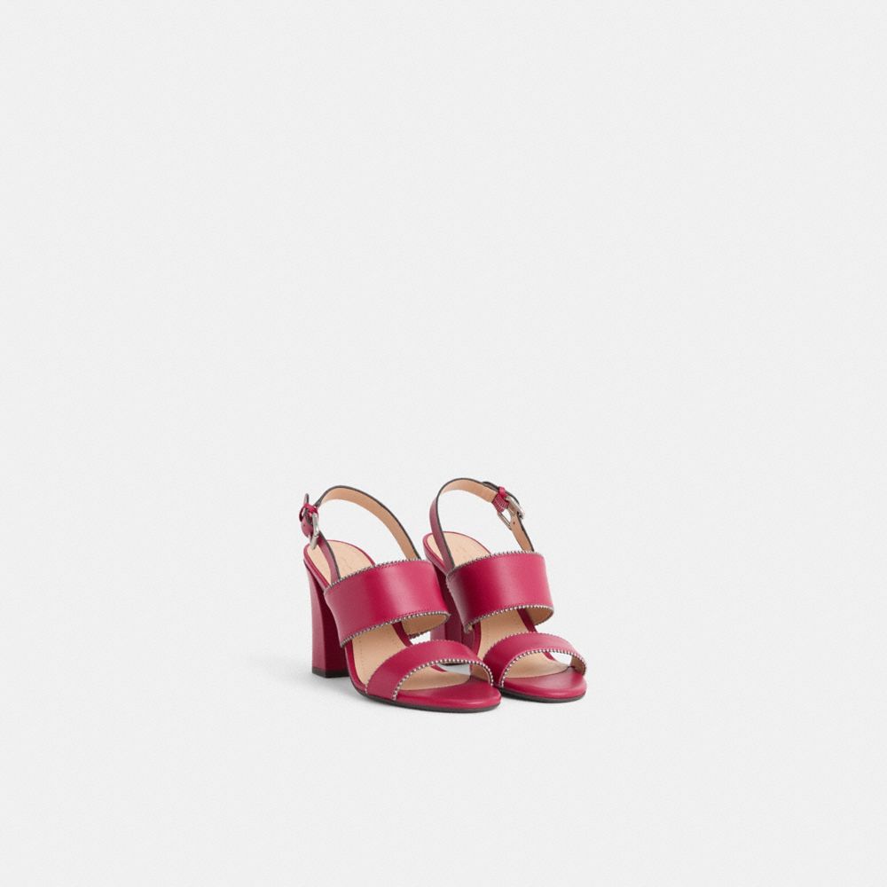 COACH®,Restored Rylie Sandal,Leather,Lining Leather,Rubber,Sandals,Bead Embellishment,Day Party,Fuchsia,Angle View